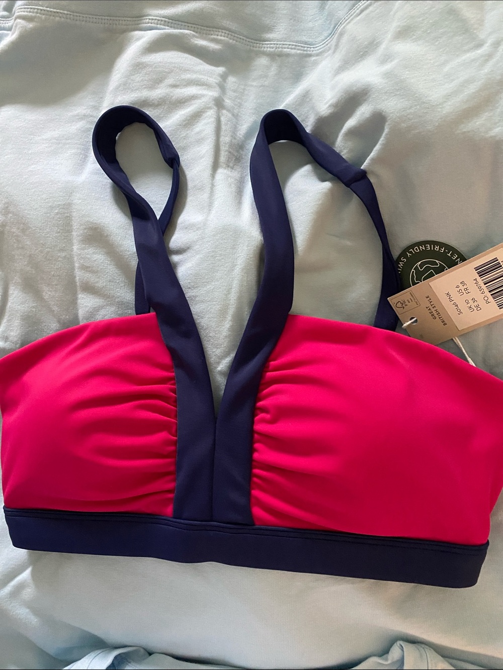 Boden Pink and Navy Colorblock Swim Top - Picture 6 of 6